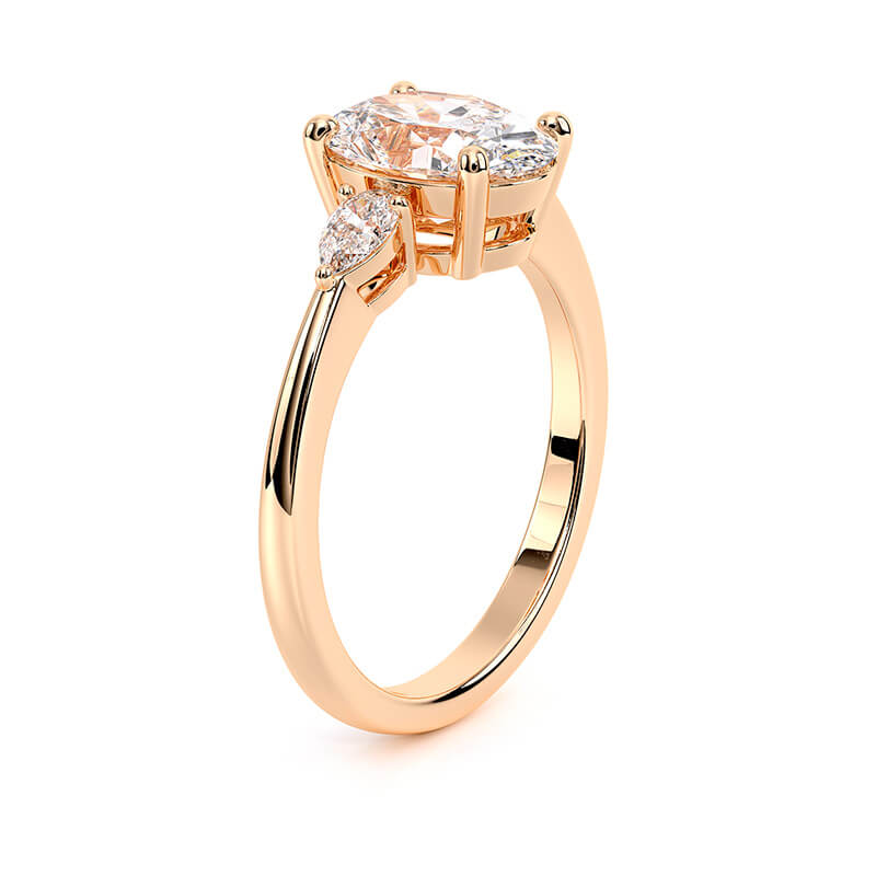 1.82 CT G/VS2 Oval Cut Lab Grown Diamond Three Stone Ring