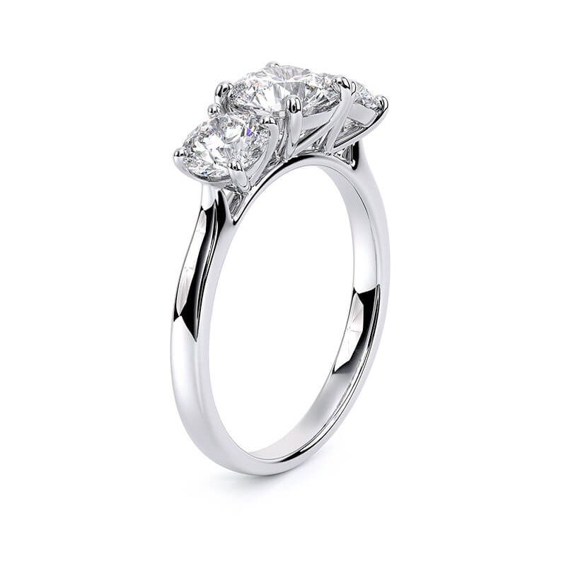 1.06 CT F/VS1 Round Cut Lab Grown Diamond Three Stone Ring
