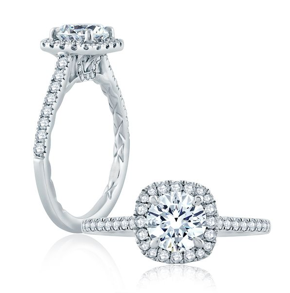 1.00 Ct Round Cut F-VS Lab Grown Diamond Gold Halo Engagement Ring