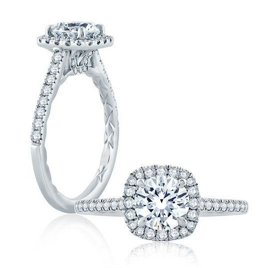 1.00 Ct Round Cut F-VS Lab Grown Diamond Gold Halo Engagement Ring