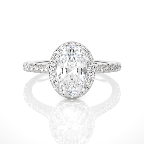 1.05 CT Oval Cut E-VS1 Lab Created Diamond Halo Ring