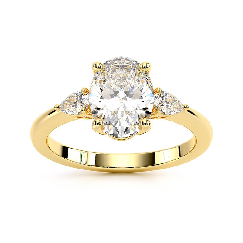 1.82 CT G/VS2 Oval Cut Lab Grown Diamond Three Stone Ring