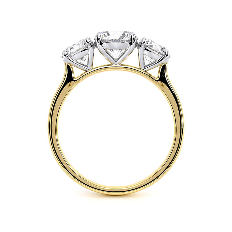 1.06 CT F/VS1 Round Cut Lab Grown Diamond Three Stone Ring