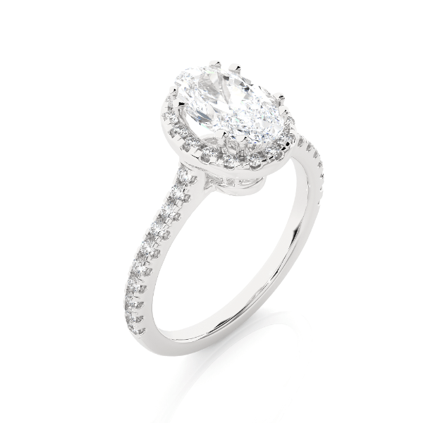 1.05 CT Oval Cut E-VS1 Lab Created Diamond Halo Ring
