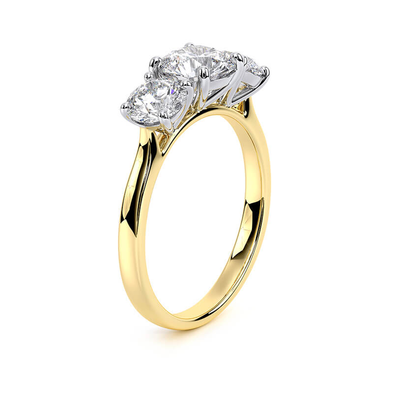 1.06 CT F/VS1 Round Cut Lab Grown Diamond Three Stone Ring