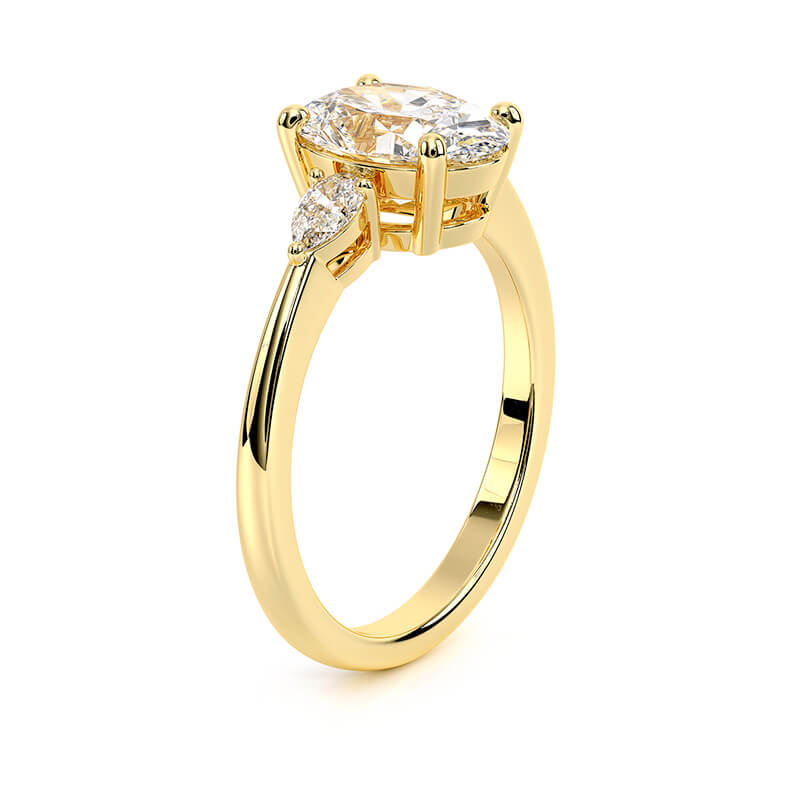 1.82 CT G/VS2 Oval Cut Lab Grown Diamond Three Stone Ring