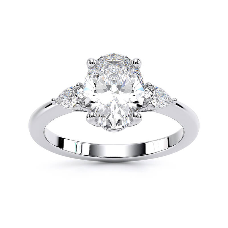 1.82 CT G/VS2 Oval Cut Lab Grown Diamond Three Stone Ring