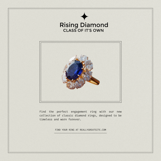 Rising Diamond Jewelry: Classic Engagement Ring Collection Featuring Sapphire Centerpiece and Timeless Diamond Elegance"