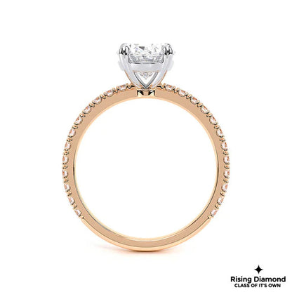 1.25 Ct Oval Cut F-VS2 Lab Grown Diamond Half Eternity Engagement Ring