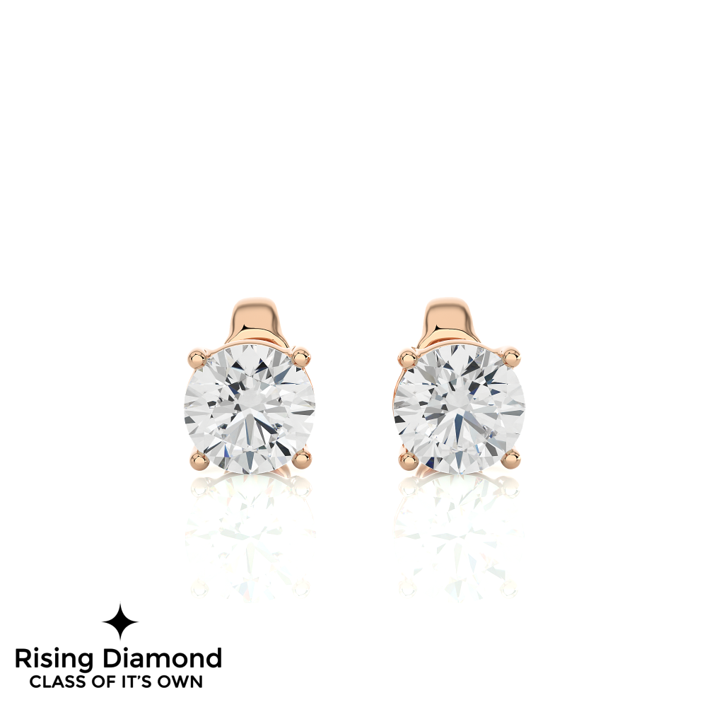 Toi Et Moi Two Stone Lab-Grown Diamond Stud Earrings Solid 14K Gold–  Vintage Magnality