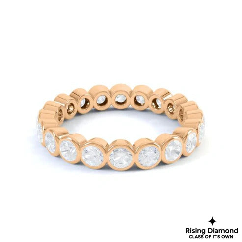 0.90 CTW Round Cut Colorless Moissanite Bezel Wedding Band