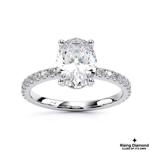 1.25 Ct Oval Cut F-VS2 Lab Grown Diamond Half Eternity Engagement Ring
