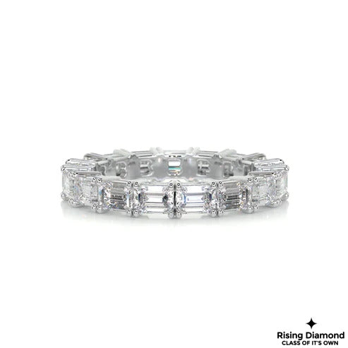 2.85 CTW Emerald Cut Colorless Moissanite Wedding Band