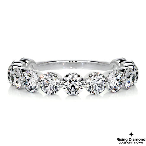 2.09 CTW Round Cut Colorless Moissanite Bubble Prong Wedding Band