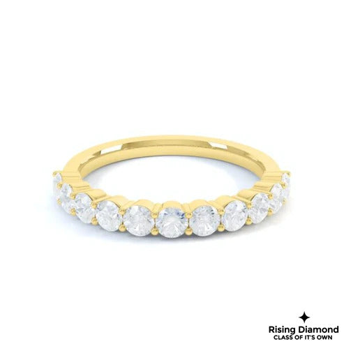 0.49 TCW Round Cut Colorless Moissanite Half Eternity Gold Wedding Band