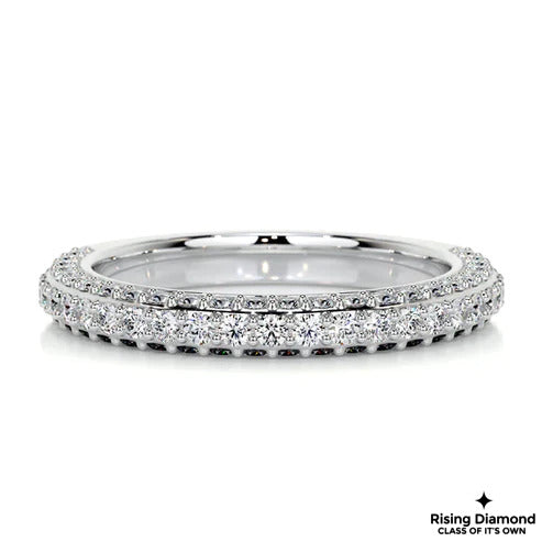 0.75 CTW Round Cut Colorless Moissanite Micro Pave Wedding Band
