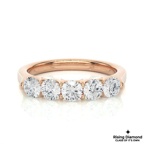 1.5 CTW Round Cut Colorless Moissanite Five Stone Band