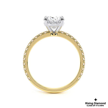 1.25 Ct Oval Cut F-VS2 Lab Grown Diamond Half Eternity Engagement Ring