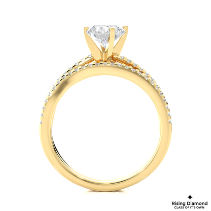 1.03 CT Round Cut Lab Grown Diamond Engagement Ring Made in Pave Setting With Bypass Shank