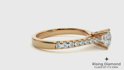1.0 CT Round Cut Lab Grown Diamond Engagement Ring in Cathedral Setting