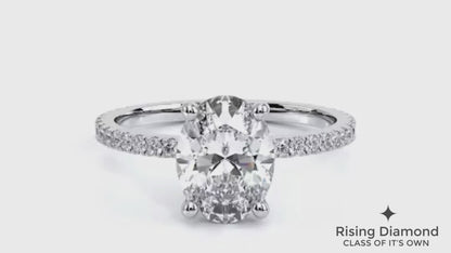 1.25 Ct Oval Cut F-VS2 Lab Grown Diamond Half Eternity Engagement Ring